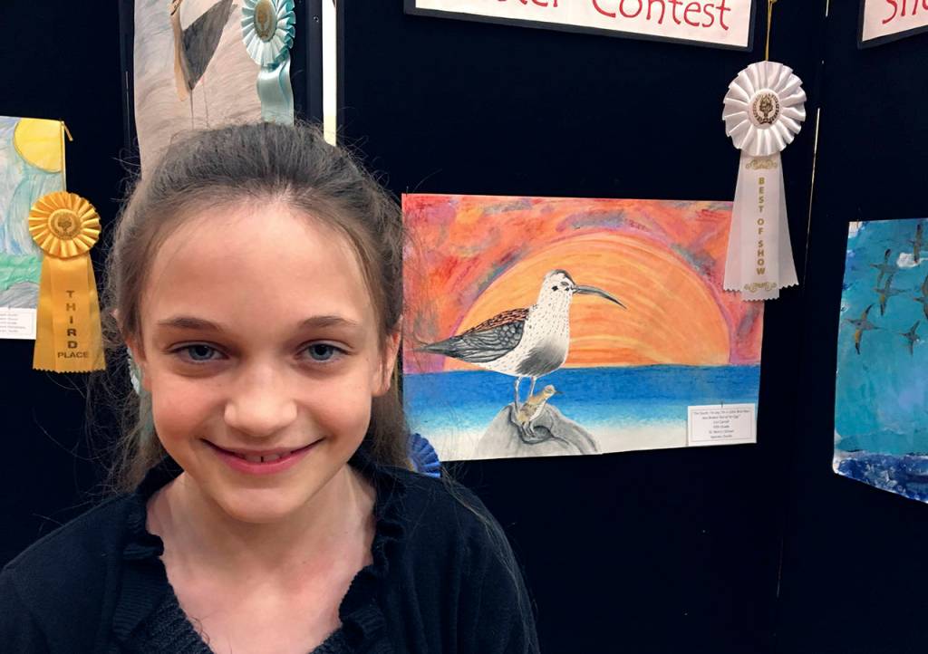 Photos Courtesy GH Shorebird Festival                                Ezri Carroll was a fifth-grader at St. Mary School when she drew the winning picture for this years festival materials. The winner for next year will be announced during a May 5 ceremony at Hoquiam Middle School.