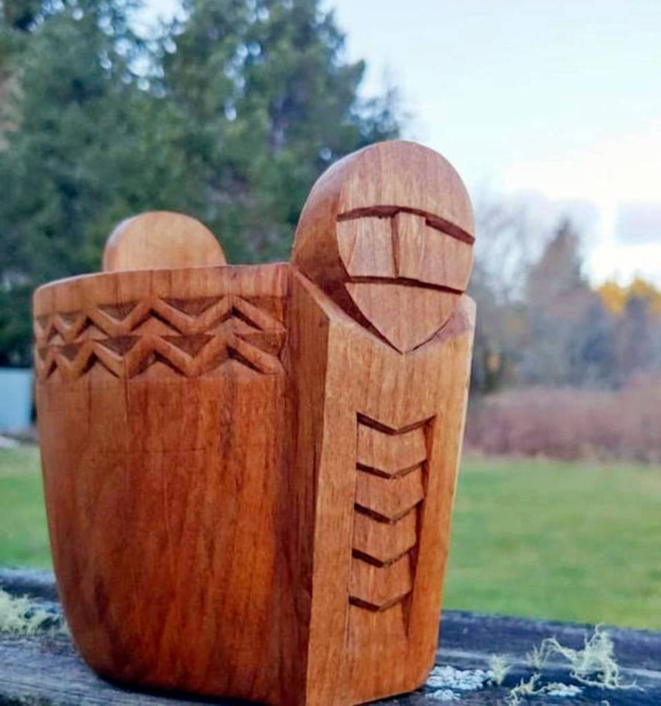 (Courtesy photo) Shoalwater Bay tribal artist Earl Davis draws on his heritage to carve replicas of bowls, house posts and other items previously fashioned by his ancestors.