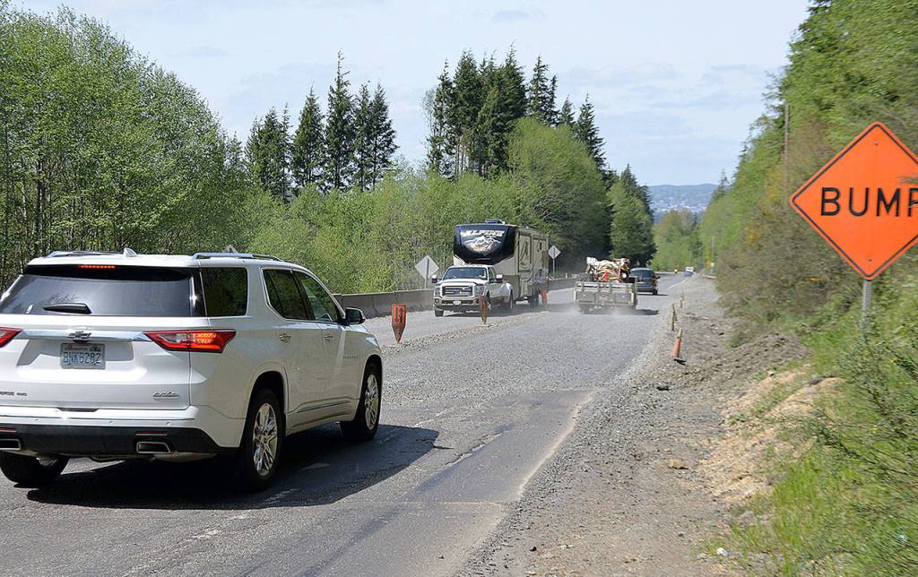 DAN HAMMOCK | GRAYS HARBOR NEWS GROUP Construction work this summer on Highway 101 on Cosi Hill to shore up the hillside is considered to be a permanent fix to the ongoing slide issues on the stretch of road.