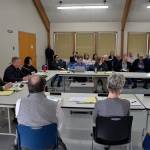 (Louis Krauss | Grays Harbor News Group) On the left, Grays Harbor County Commissioners Wes Cormier, Randy Ross and Vickie Raines listen to public comments on the county syringe exchange which they voted two to one in favor of not canceling the program.