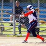 Robert Hilson | The Chronicle                                PWV catcher Grace Hodel drives a pitch to left-centerfield for an inside-the-park grand slam home run against Ilwaco on Tuesday.