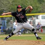 Ocosta starting pitcher Cole Hatton hurls a pitch during the Wildcats 5-3 victory over Onalaska on Saturday. Hatton allowed three earned runs over 4 2/3 innings pitched and took a no decision. (Ryan Sparks | Grays Harbor News Group)