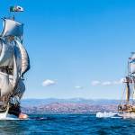 RICK HORN PHOTO                                Tall ships Lady Washington, left, and the Hawaiian Chieftain are coming to Westport May 16. Here they are shown during a Battle Sail, one of several different excursions available on weekends to the general public while the ships are in port.