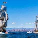 Photo by RICK HORN                                Tall ships Lady Washington, left, and the Hawaiian Chieftain are coming to Westport. Here they are shown during a Battle Sail, one of several different excursions available on weekends to the general public while the ships are in port.