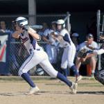 PWV third baseman Britney Patrick belts a two-run home run over the right-centerfield fence during the Titans 10-run fifth inning against Montesano on Monday. (Ryan Sparks | Grays Harbor News Group)