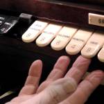 Zimmer shows just a few of the numerous paddles above the double keyboard that control elements of the organs sound.