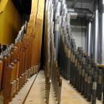 Behind the screen are about 1,000 individual pipes in a cramped area on two floors. This is just a fraction of the complete array.
