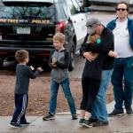 Students are evacuated from the Recreation Center at Northridge in Highlands Ranch after a shooting at the STEM School Highlands Ranch on Tuesday. (Chet Strange/Getty Images)