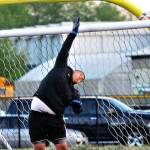 Elma keeper AJ Hernandez pushes a shot over the cross bar in the second half of a match against Toldeo-Winlock United. (Hasani Grayson | Grays Harbor News Group)