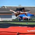 Raymonds Kyra Gardner clears the bar en route to her victory in the girls high jump at the Pacific League Sub-District Finals on Friday at Raymond High School. (Photo by Larry Bale)