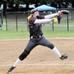 Montesano pitcher Lindsay Pace held both Tenino and La Center scoreless on Wednesday to lead the Bulldogs to a berth in the 1A District IV championship game. (Hasani Grayson | Grays Harbor News Group)