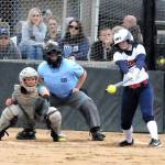 Pe Ell-Willapa Valleys Jeorgi Ritzman doubles against Morton-White Pass during a 2B District IV Tournament game on Wednesday at Borst Park in Centralia. (Hasani Grayson | Grays Harbor News Group)
