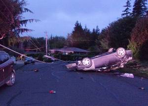(Courtesy Aberdeen Police Department) The rollover accident that occurred on Bel Aire Avenue Wednesday night.