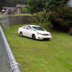 (Courtesy Ron Merila) A car crashed through a fence and off an embankment Friday morning in Central Park.