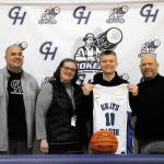 Aberdeen point guard Ben Dublanko is surrounded by family after signing a National Letter of Intent to play basketball for Grays Harbor College. Dublanko said part of what attracted him to Grays Harbor College was the chance to be a part of the positive changes the basketball program hopes to make. This is home. Coach Vargas is doing awesome things to get this program turned around, he said. Ill be able to stay in this community and help try to change this program and send it in the right direction. Its a great opportunity for me to get better. Pictured from left: Grays Harbor mens basketball coach Matt Vargas, Kristen Dublanko (mother), Ben Dublanko and Craig Dublanko (father). (Submitted photo)