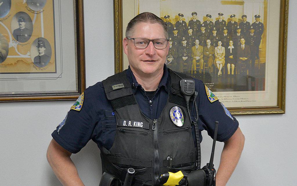 DAN HAMMOCK | GRAYS HARBOR NEWS GROUP                                Aberdeen Police Sgt. Darrin King is known throughout the community and by his peers as the go-to guy when somebody is in need.