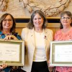 Courtesy Aberdeen School District                                Aberdeen High School teacher Ashley Kohlmeier, left, stands with Aberdeen Superintendent Alicia Henderson and bus driver Angie Ashe. Kohlmeier was awarded teacher of the year, while Ashe was awarded classified employee of the year for the Aberdeen School District.