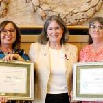 Courtesy Aberdeen School District                                Aberdeen High School teacher Ashley Kohlmeier, left, stands with Aberdeen Superintendent Alicia Henderson and bus driver Angie Ashe. Kohlmeier was awarded teacher of the year, while Ashe was awarded classified employee of the year for the Aberdeen School District.
