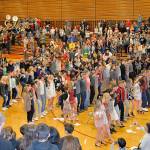 photos by DAN HAMMOCK | GRAYS HARBOR NEWS GROUP                                Hoquiam High School Class of 2019 sings the schools alma mater June 5 at the end of Class Day.