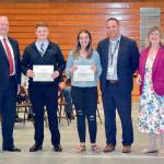 Courtesy photo                                From left are John Elsner, executive director of Summit Pacific Medical Foundation; Montesano High School recipients Matthew Johnson and Danika Peterson; Summit CEO Josh Martin; and Scholarship Committee Chair Joy Iversen.