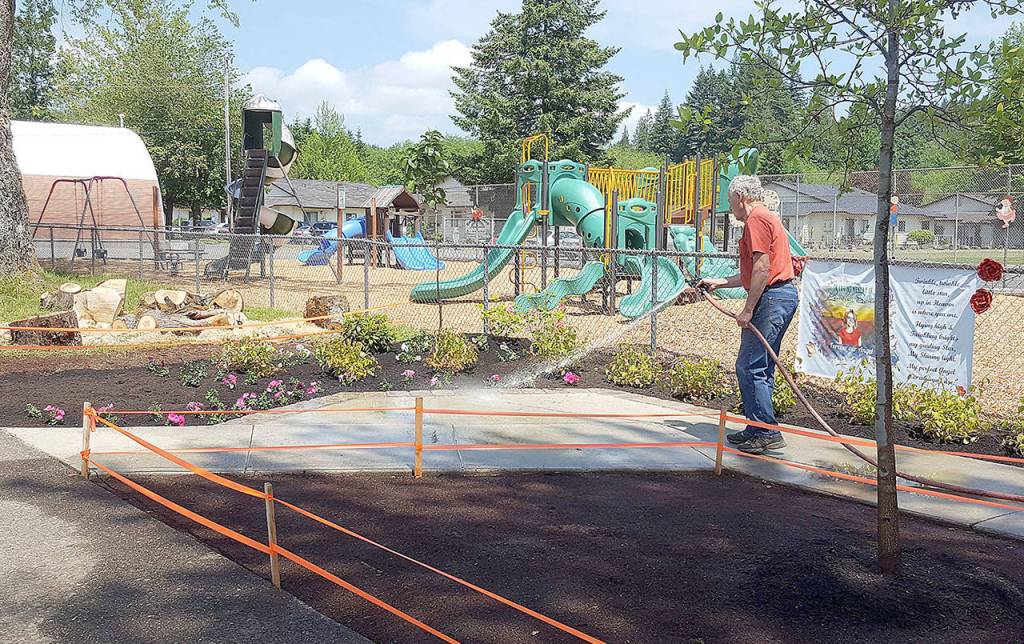 COURTESY MICHELLE AMES                                Landscape architect Gerald Mertl of Cosmopolis created the plans for the Lindsey Baum memorial garden and managed the landscaping. Mertl has gone above and beyond for this project, according to project lead Michelle Ames.
