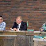 (Louis Krauss | Grays Harbor News Group) From left, Casey Schaufler, associate planner for the City of Olympia, Byron Olson, deputy city manager for Walla Walla and Aberdeen Mayor Erik Larson field questions at a workshop Monday in Aberdeen to discuss homeless mitigation sites.