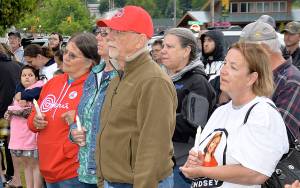 DAN HAMMOCK | GRAYS HARBOR NEWS GROUP                                Dozens of community members attended the dedication of the Lindsey Baum remembrance garden at Beerbower Park in McCleary Wednesday, the 10-year mark of Lindseys disappearance.