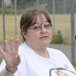 DAN HAMMOCK | GRAYS HARBOR NEWS GROUP                                Melissa Baum speaks at the remembrance garden dedicated Wednesday to the memory of her daughter, Lindsey, who was abducted from McCleary in 2009.