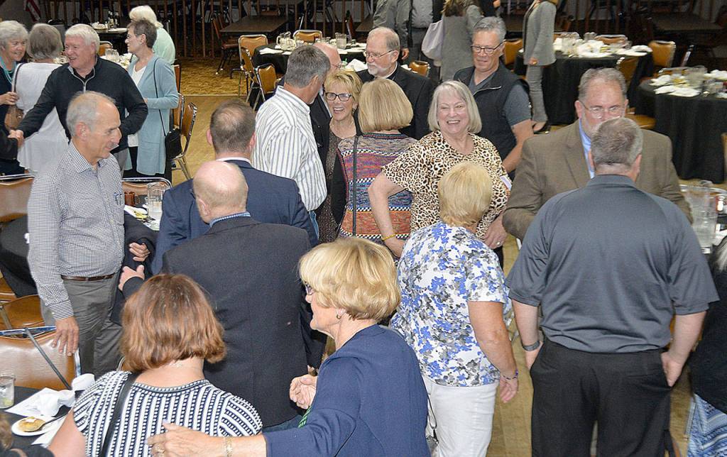 DAN HAMMOCK | GRAYS HARBOR NEWS GROUP                                The sold-out crowd mingles after the Daily World 2019 Citizen of the Year banquet Thursday evening, held at the Hoquiam Elks Lodge.