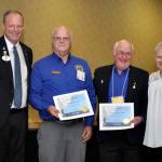 Courtesy photo                                Erv Granahan and Rod Matye were recognized May 18 with the International Presidents Lions Award  one of the Lions highest honors. Granahan is secretary of the Aberdeen Lions, and Matye is zone chairman-elect of the Cosmopolis Lions. They were lauded for their efforts to bring vision and hearing screening to this area. To date, more than 6,000 people have been screened from Forks to Centralia to Raymond, and even some areas of Mason County. Pictured from left are district governor Mark Manzell, Matye, Granahan and Ann Smarsh, past international director.