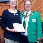 Courtesy photo                                Alison Cline, Ocean Shores Lecturing Knight for 2018-19, was named Officer of the Year for the Elks West District. Exalted Ruler Tony Woodbeck presented her with the award June 19.