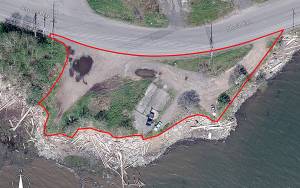 COURTESY PHOTO                                An aerial view of the proposed waterfront park at the end of Adams Street in Hoquiam.