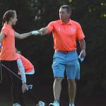 Highland Golf Course junior golfer Jovanni Guafisen hits a tee shot on the third hole of a match against Hawks Prairie on Thursday. (Hasani Grayson | Grays Harbor News Group)