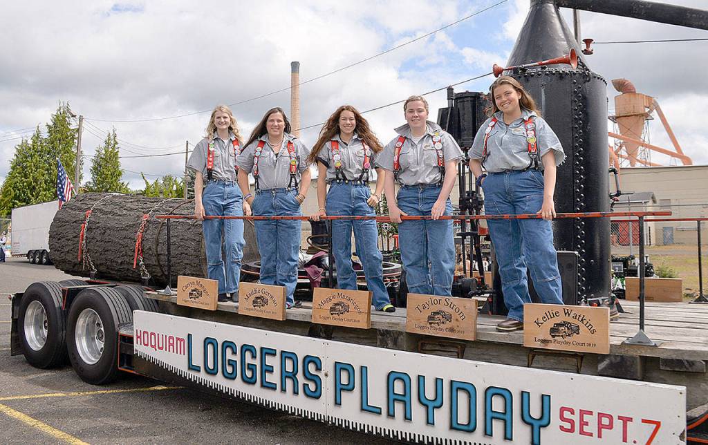 DAN HAMMOCK | GRAYS HARBOR NEWS GROUP                                The 2019 Loggers Playday court waits its turn in the McCleary Best Festival parade Saturday.