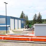 When the LeMays Grays Harbor Transfer Station is complete, the public will use these scales on the sites east side when bringing waste to the facility at 29 Gavett Lane west of Montesano. Commercial vehicles will use separate scales, which will be installed after the station opens Aug. 1. Photo taken Friday July 12, 2019, near the National Guard Armory on Clemons Road. (Michael Lang | Grays Harbor News Group)