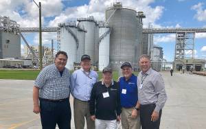 COURTESY PHOTO                                Port of Grays Harbor leadership visited the grand opening of AGPs new Aberdeen, South Dakota soybean processing plant in July. Pictured from left are Port Executive Director Gary Nelson, Port Commissioner Tom Quigg, Port Commission President Stan Pinnick, Port Commissioner Phil Papac and Port Deputy Executive Director Leonard Barnes.