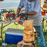 Kris L. Cox | For Grays Harbor News Group                                Hoquiam chainsaw artist Brandon Levesque shows off his technique during Woodfest in Tokeland.