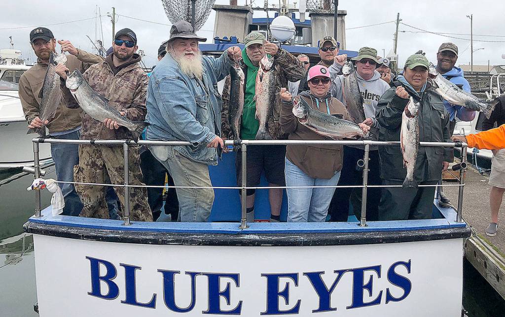 COURTESY MISSION OUTDOORS                                The charter boat Blue Eyes takes veterans on free salmon and rockfish trips out of the Westport Marina during the Tuna Classic.