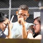 Three of the Walmart workers  Melisa Gonzalez, Jesus Romero and Raven Ramos  who helped people to escape during a mass shooting occurred on Saturday, get emotional during during a vigil at Ponder Park in honor to the victims in El Paso on Sunday. [Lola Gomez / Austin American-Statesman)