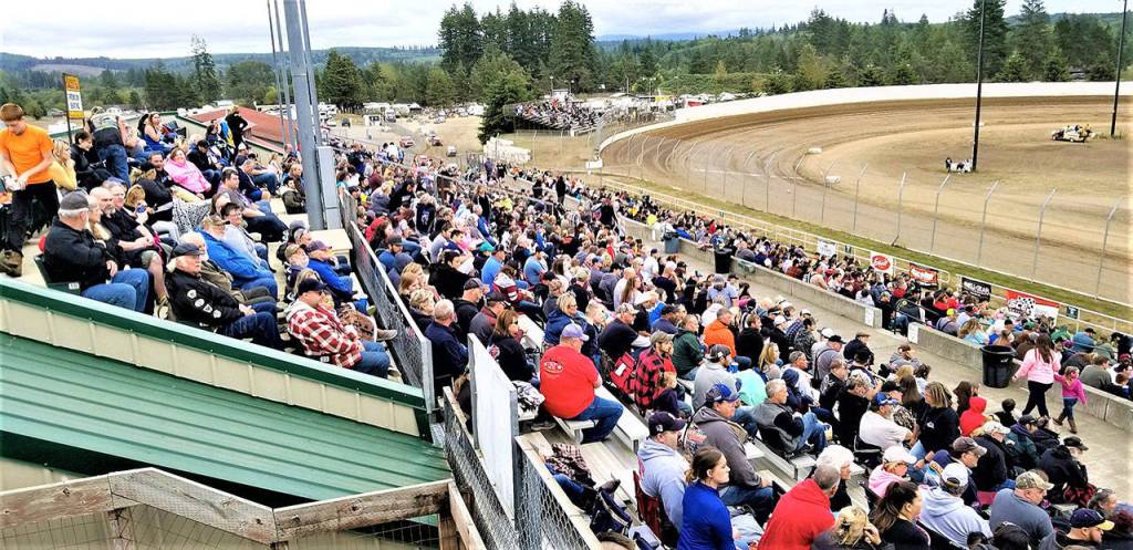 A large crowd gathers for a night of racing on Saturday at Grays Harbor Raceway in Elma. (Photo by AR Racing Videos)