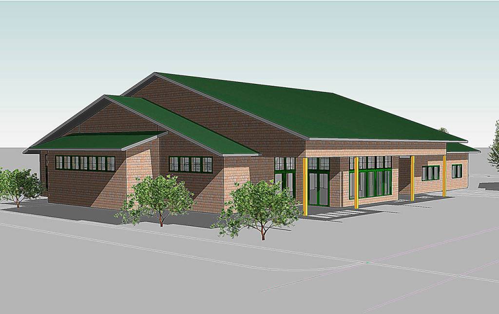 CM GREEN DESIGN                                A rendering of what the new Cosmopolis municipal building might look like from the northeast.