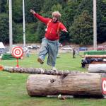 Playday clown AJ Mackenzie demonstrates the Obstacle Pole.