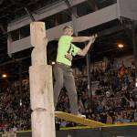 DAN HAMMOCK | GRAYS HARBOR NEWS GROUP                                Colin Towne, shown here on the Springboard Chop, won the All-Around Logger award at Loggers Playday.