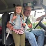 Photo courtesy Maki family                                John Maki has been an Aberdeen School District bus driver for 32 years. His granddaughter, Pearl Robarge, just started kindergarten at McDermoth Elementary and is riding her Bopas bus to school. Bopa has waited for this day since she was born, said his daughter, Tiffany Maki. She is at the same bus stop that I and her mother (my sister), Heather, used when we were in school. Pearl (named after her great-great-grandmother) was super excited to go to school with Bopa!