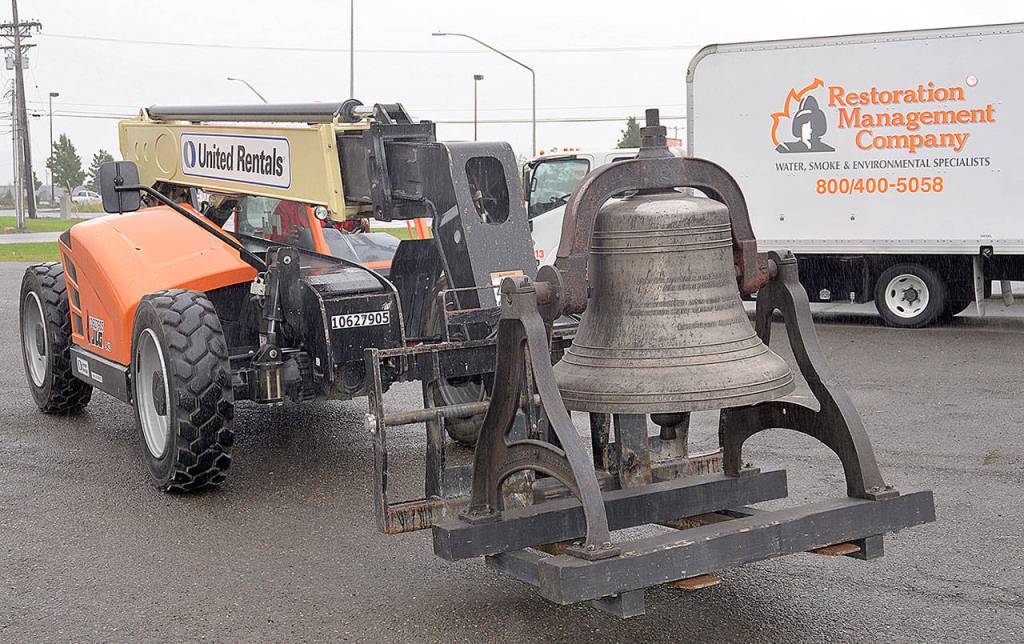 A bell made for the First Congregational Church by a Baltimore bell-maker rang in the New Year in 1891. Here it returns to Aberdeen after having been stored in Kent after the Aberdeen Museum of History burned more than a year ago.