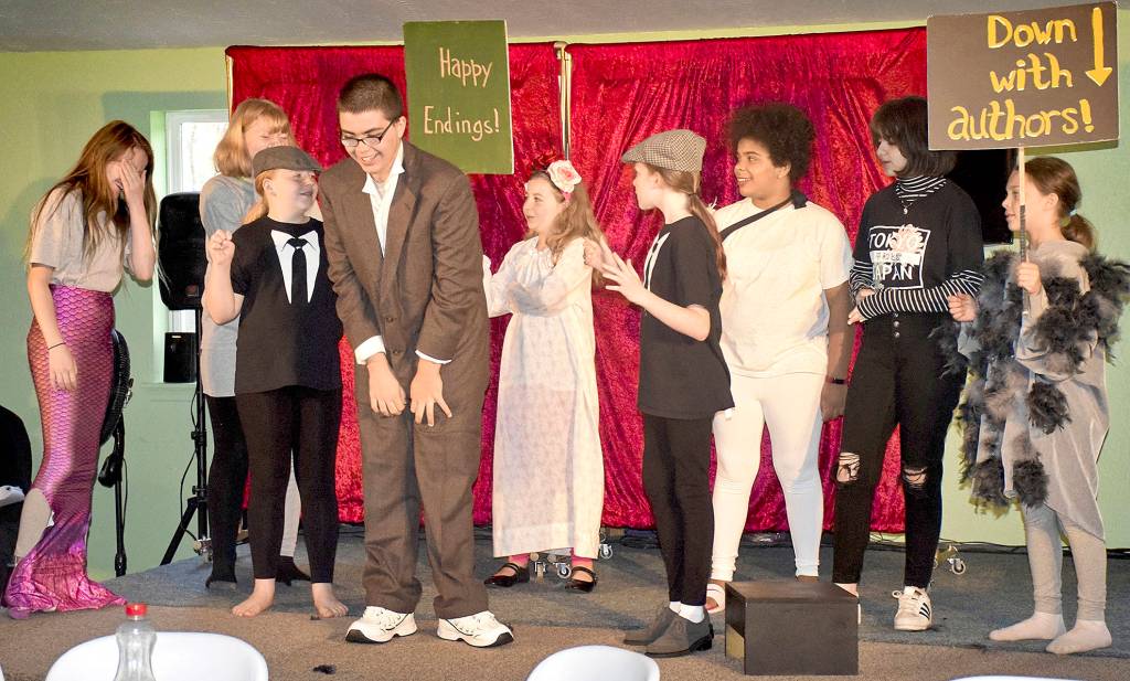 Scott D. Johnston | For Grays Harbor News Group                                The cast of A Grimm Night for Hans Christian Andersen, from left: Keira Gibson, Chloe Patton, Addi Baggaley, Jacob Francis, Taitlynn Baggaley, Samara Gibson, Makayla Upshaw, Michelle Arape and Megan Christensen.