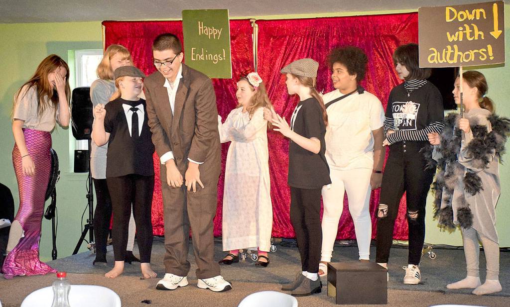 Scott D. Johnston | For Grays Harbor News Group                                The cast of A Grimm Night for Hans Christian Andersen, from left: Keira Gibson, Chloe Patton, Addi Baggaley, Jacob Francis, Taitlynn Baggaley, Samara Gibson, Makayla Upshaw, Michelle Arape and Megan Christensen.