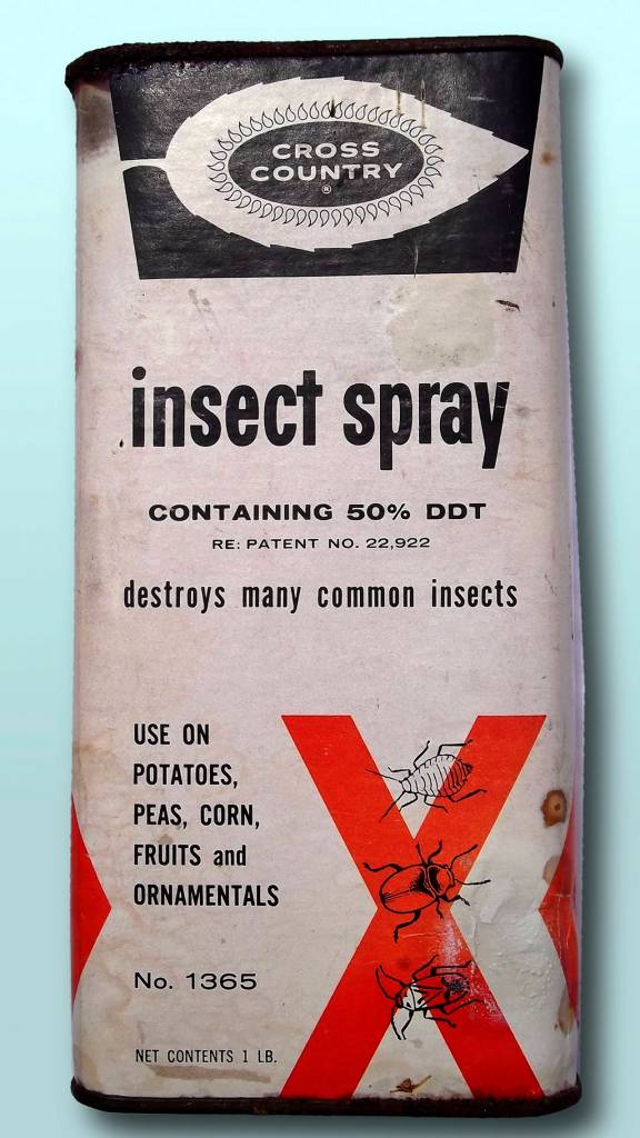 Developed in the 1940s, DDT became a widely used pesticide for crops, including home vegetable gardens. Thirty years later, its use was banned worldwide after it was found to be dangerous to wildlife.