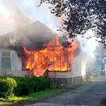 COURTESY PHOTO                                A house in the 900 block of Wheeler Avenue suffered significant damage from a fire Sunday afternoon. Crews from Aberdeen and Hoquiam were able to extinguish the fire in under an hour and there were no injuries.