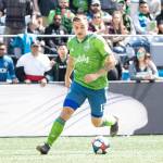 Seattle Sounders forward Jordan Morris breaks away and scores a goal in the first minute of the match against Los Angeles FC on Sunday, April 28, 2019 at CenturyLink Field in Seattle, Wash. (Bettina Hansen/Seattle Times/TNS)